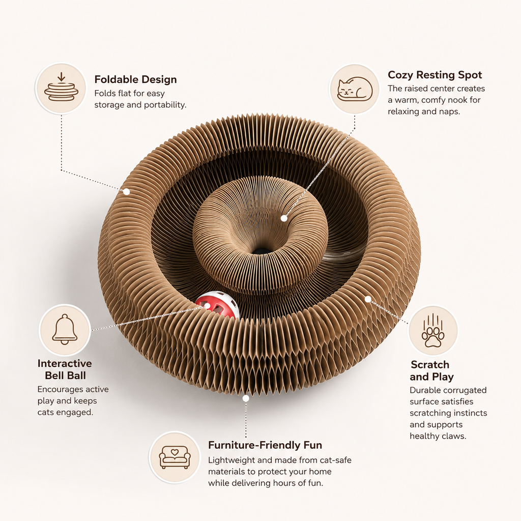 Osterly Foldable Cat Maze – Cardboard Scratcher and Tunnel