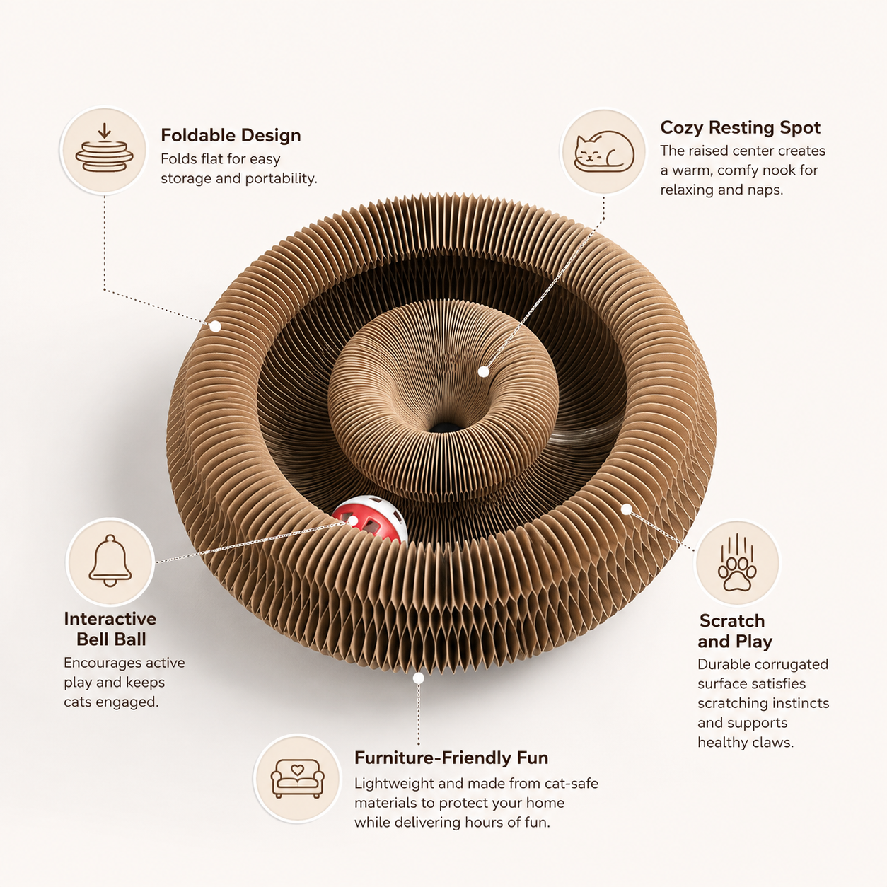 Osterly Foldable Cat Maze – Cardboard Scratcher and Tunnel