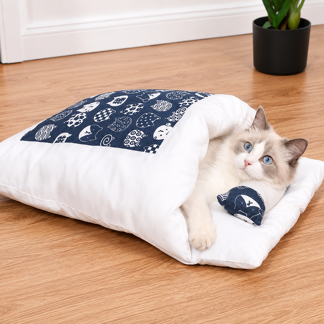 Osterly Cat Sleeping Bag Bed – Cozy Covered Cave for Indoors