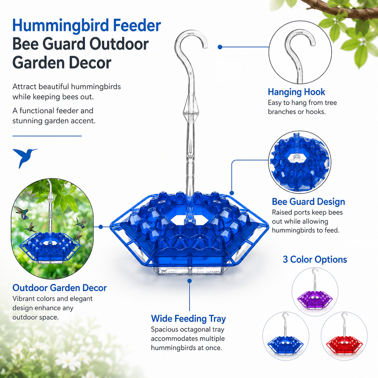 Osterly Hummingbird Feeder – Bee-Guard Garden Bird Feeder