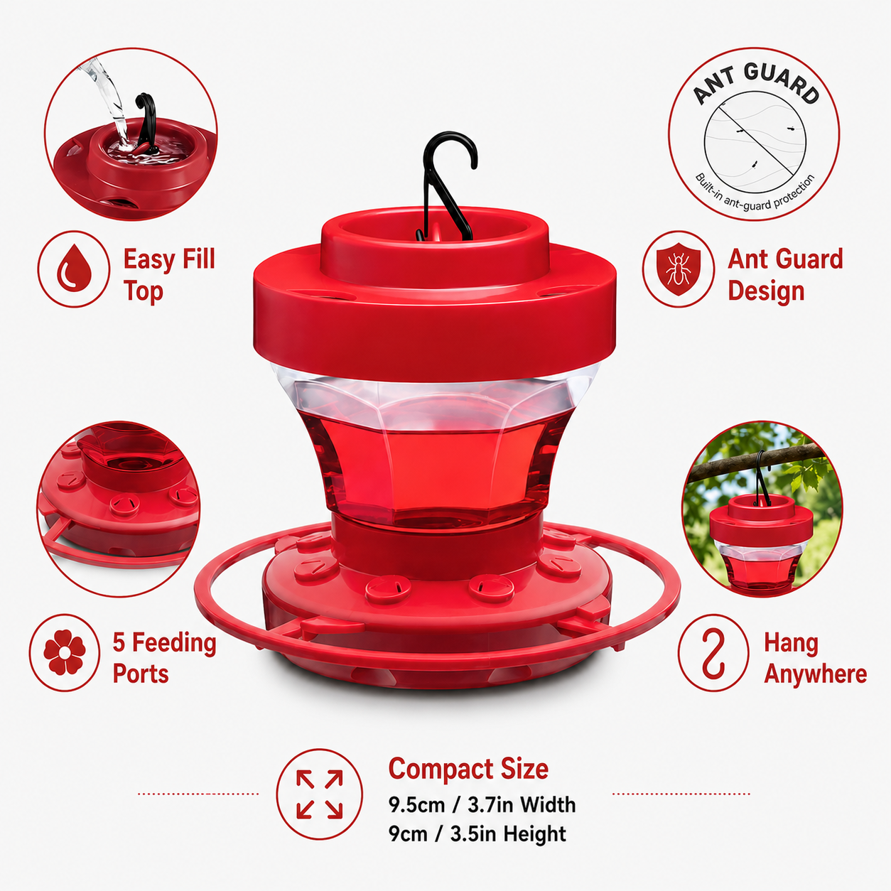 Osterly Hanging Hummingbird Feeder – Easy-Fill Garden Feeder