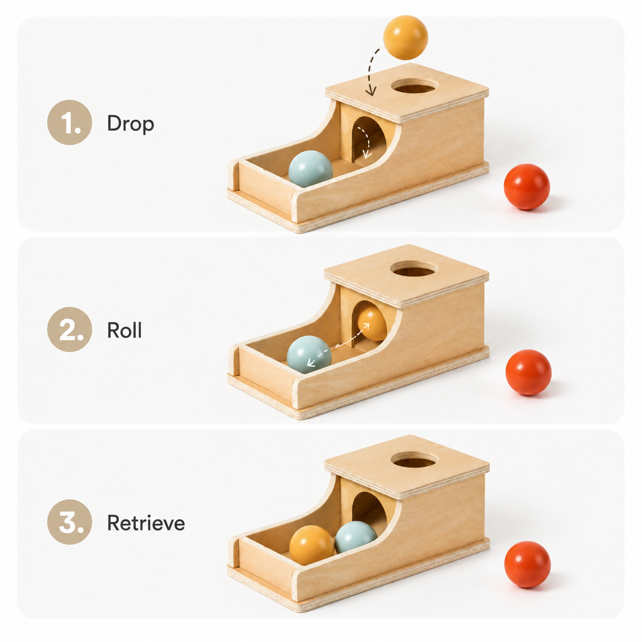 Osterly Object Permanence Box – Montessori Wooden Ball Drop