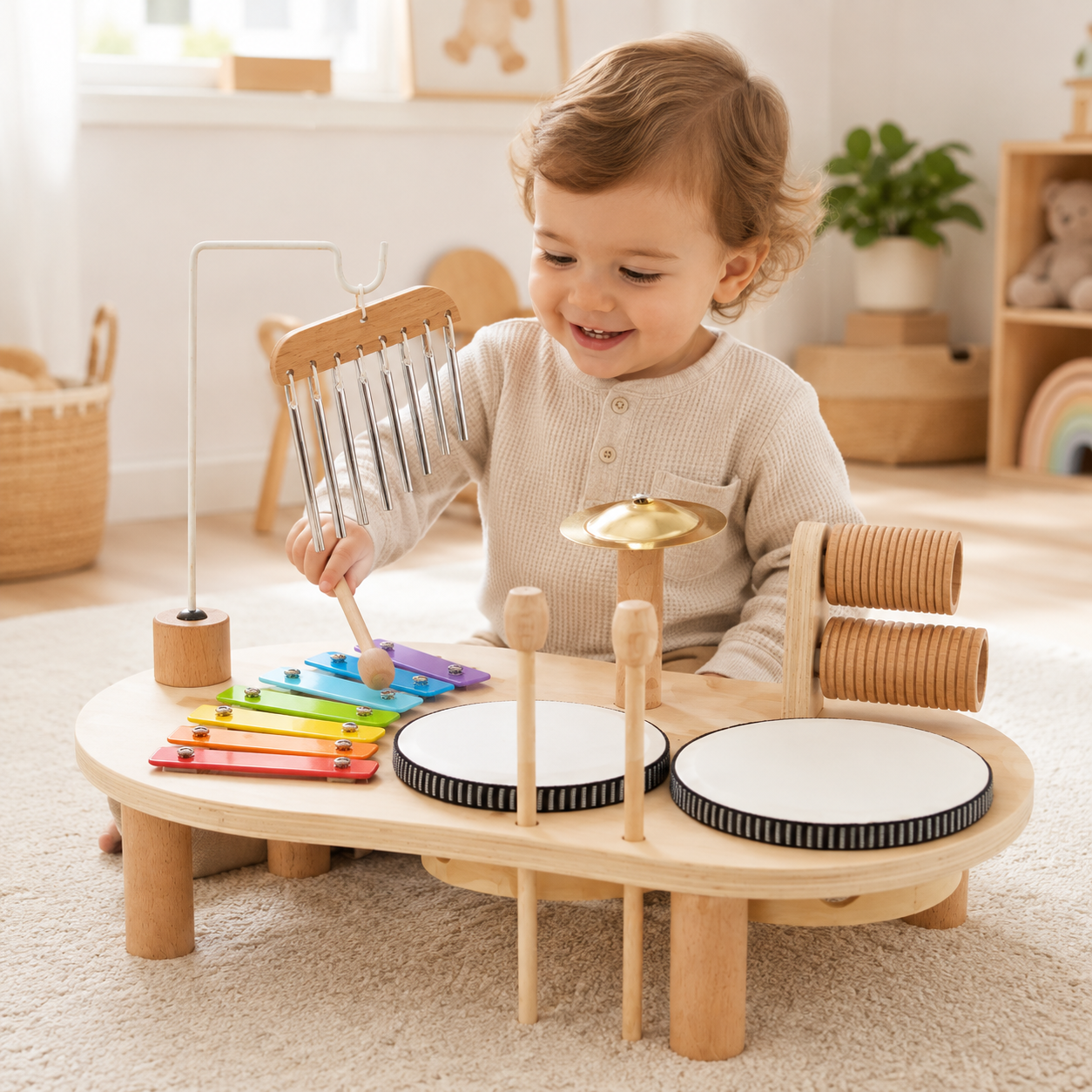 Osterly Wooden Music Station – Montessori Drum and Xylophone