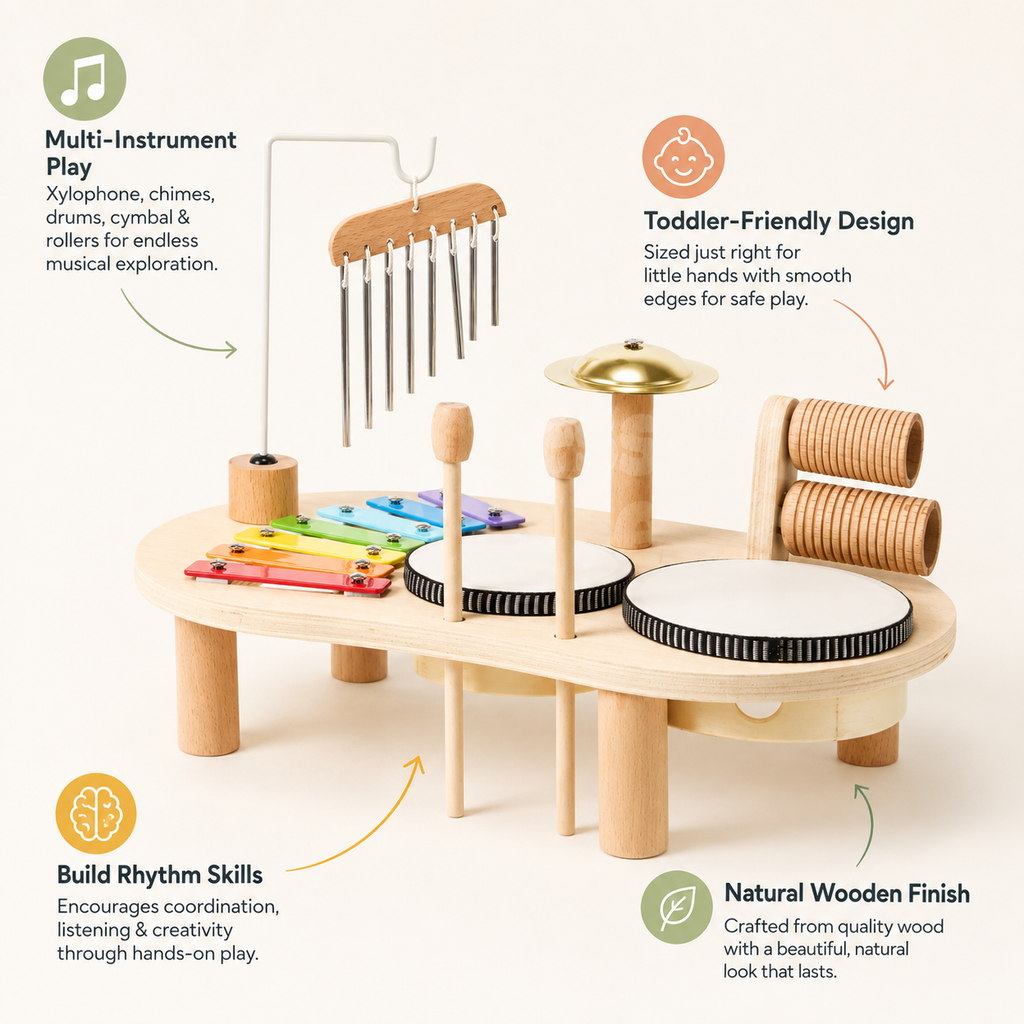Osterly Wooden Music Station – Montessori Drum and Xylophone