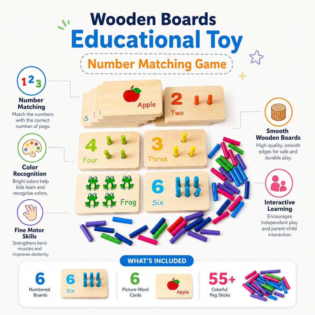 Osterly Wooden Number Board – Matching Game for Toddlers