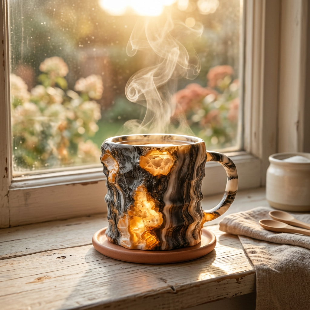 Heat-Resistant Tea Mug shown in a warm, cosy home setting