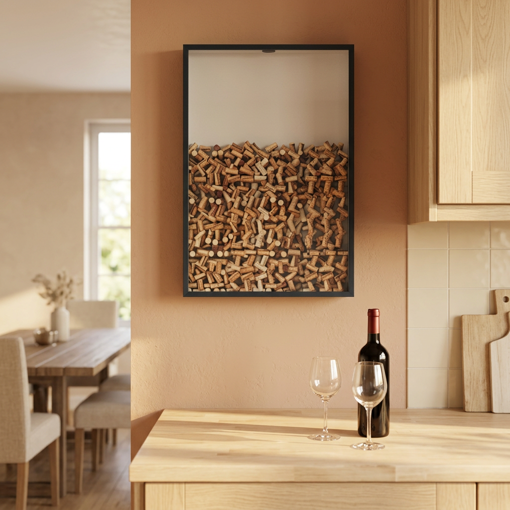 Wine Cork Frame shown in a warm, cosy home setting