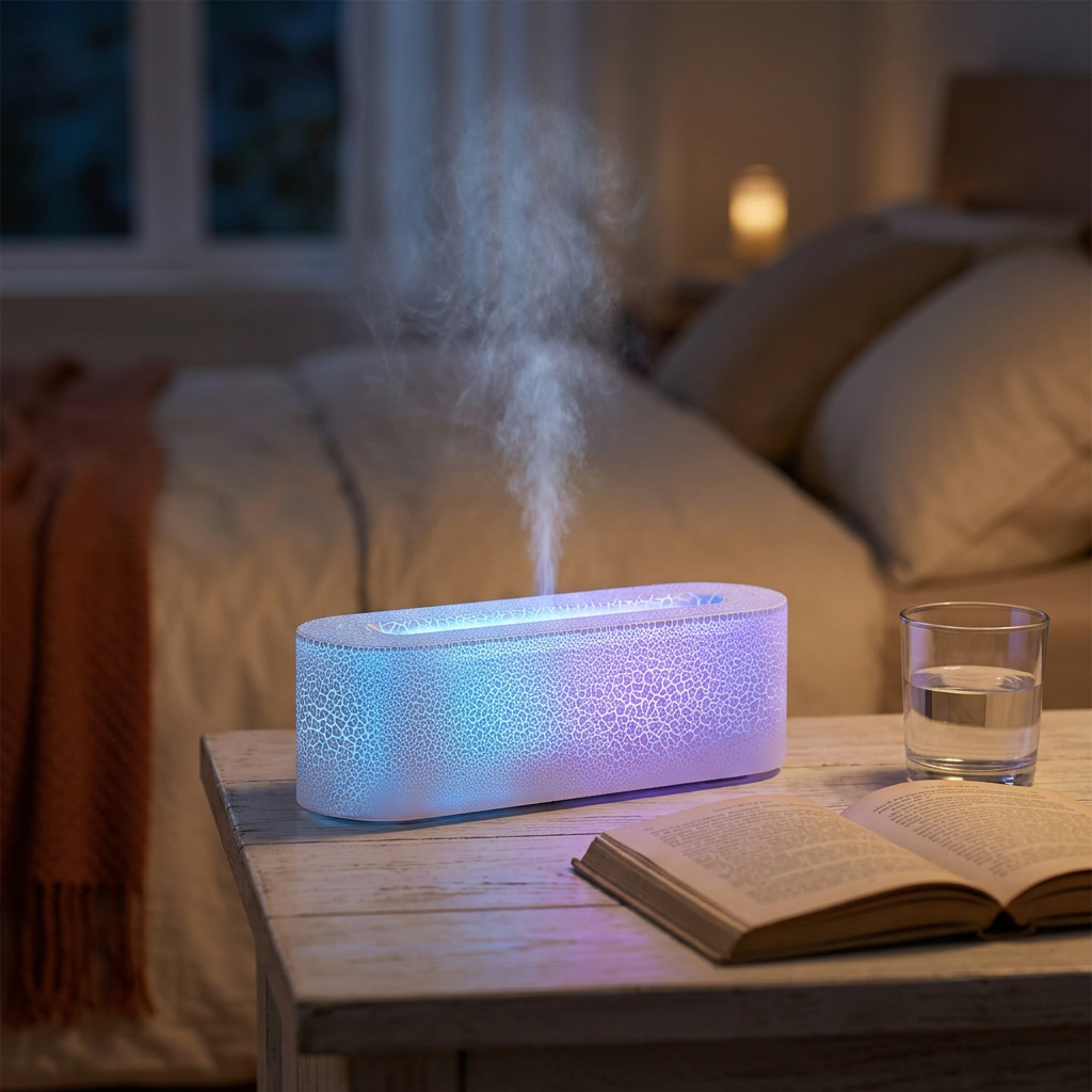 Mist Humidifier Lamp shown in a warm, cosy home setting