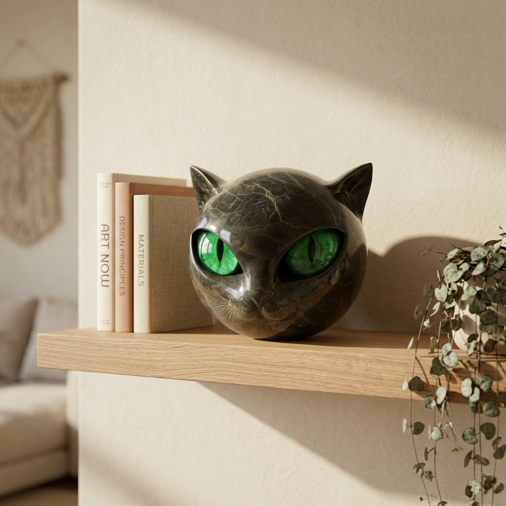 Decorative Cat Sculpture shown in a warm, cosy home setting
