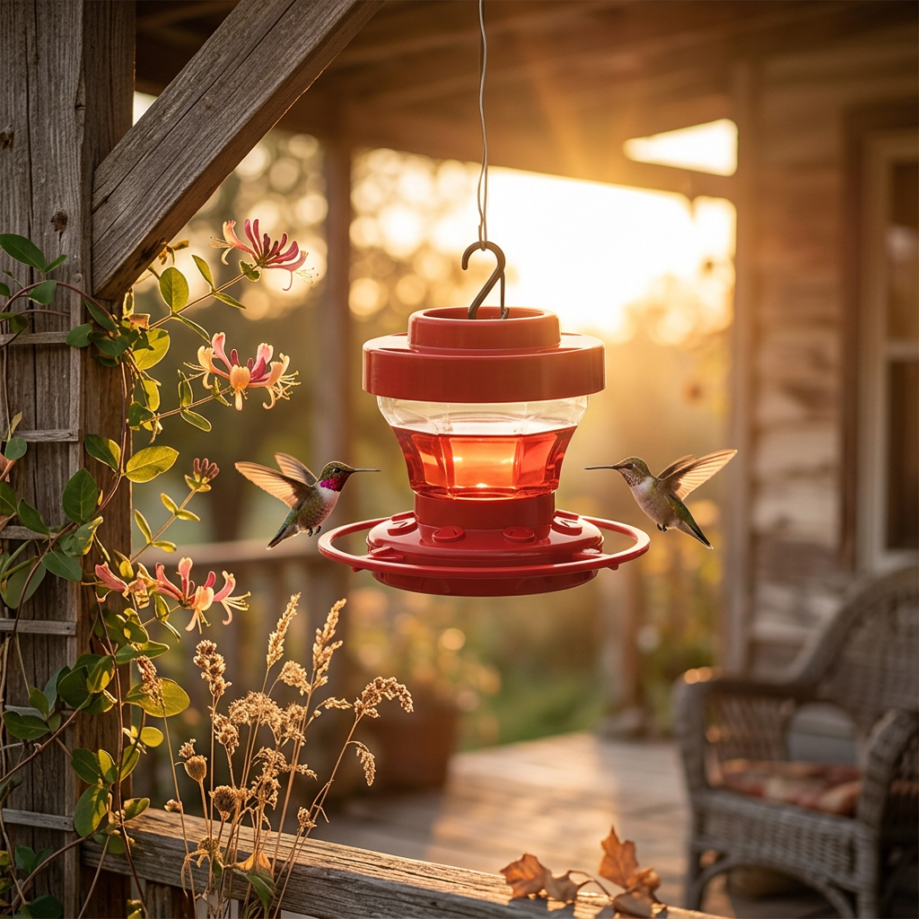 Hanging Hummingbird Feeder shown in a warm, cosy home setting