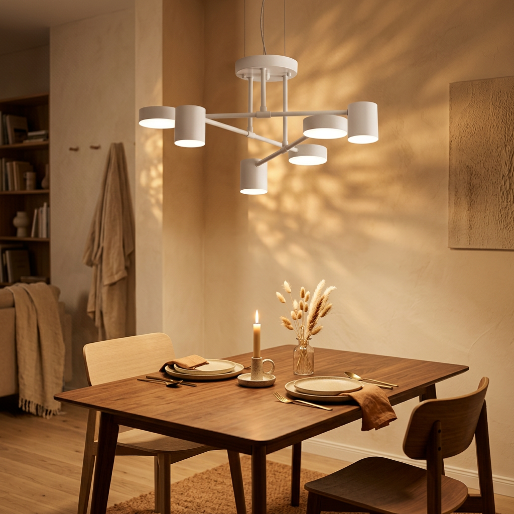 Geometric Ceiling Light shown in a warm, cosy home setting