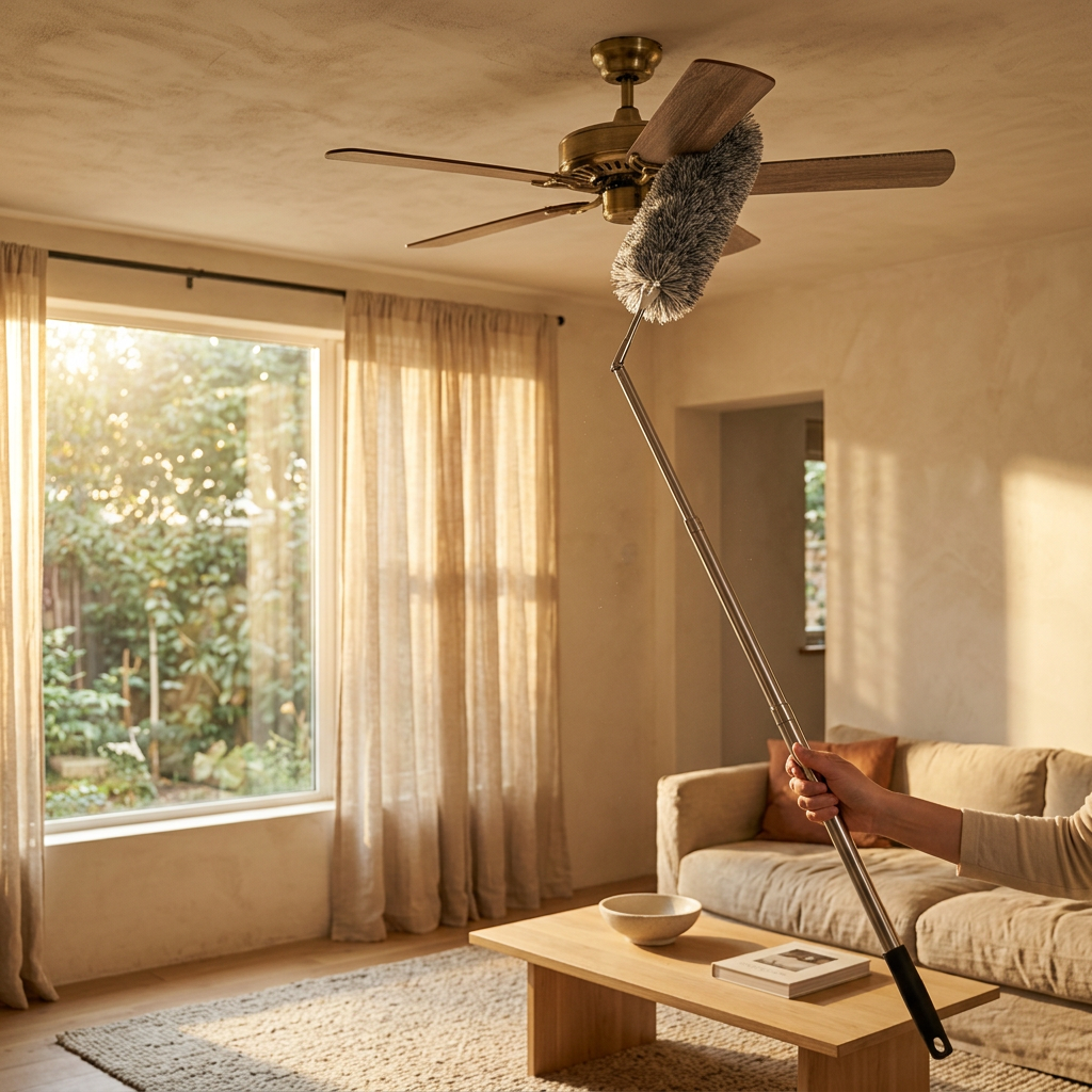 Microfiber Duster shown in a warm, cosy home setting