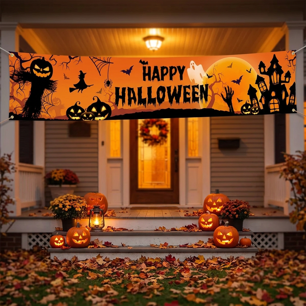 Halloween Banner shown in a warm, cosy home setting