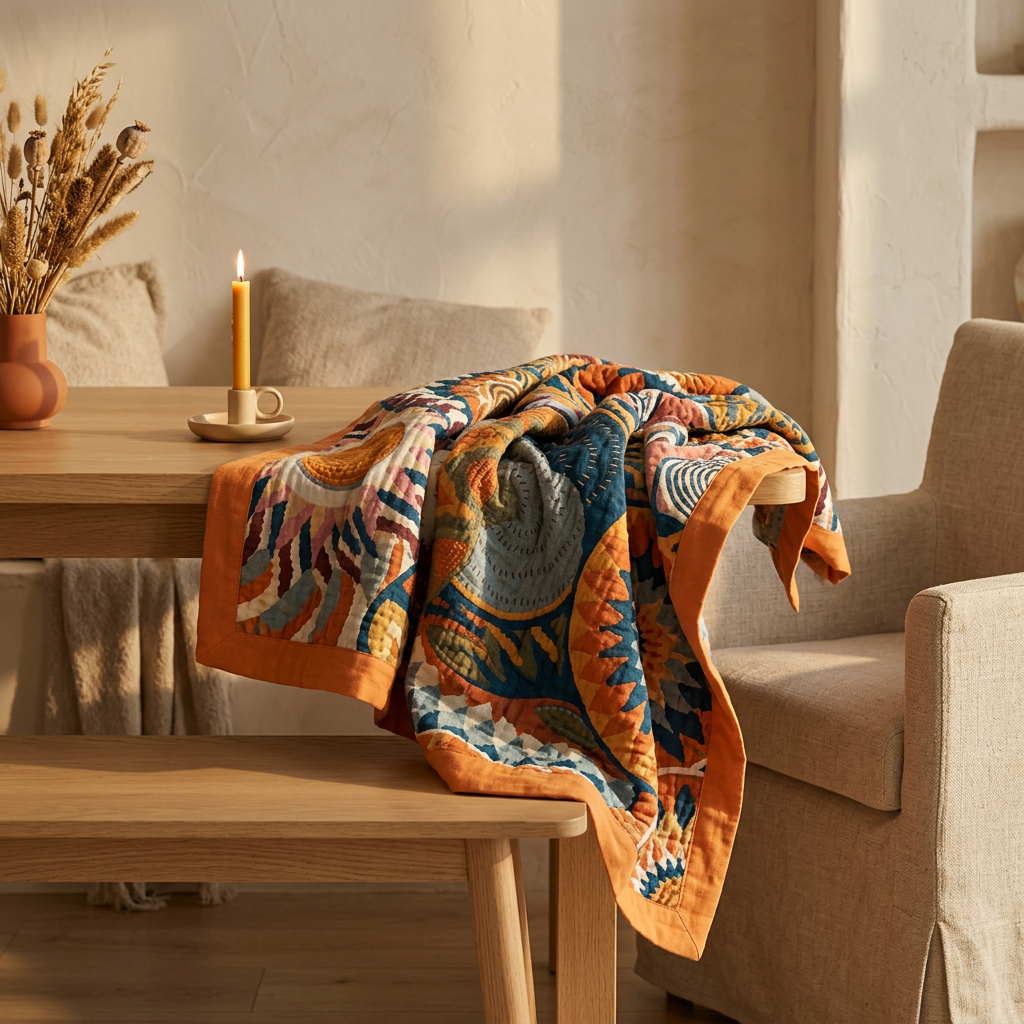 All-Season Cotton Throw shown in a warm, cosy home setting