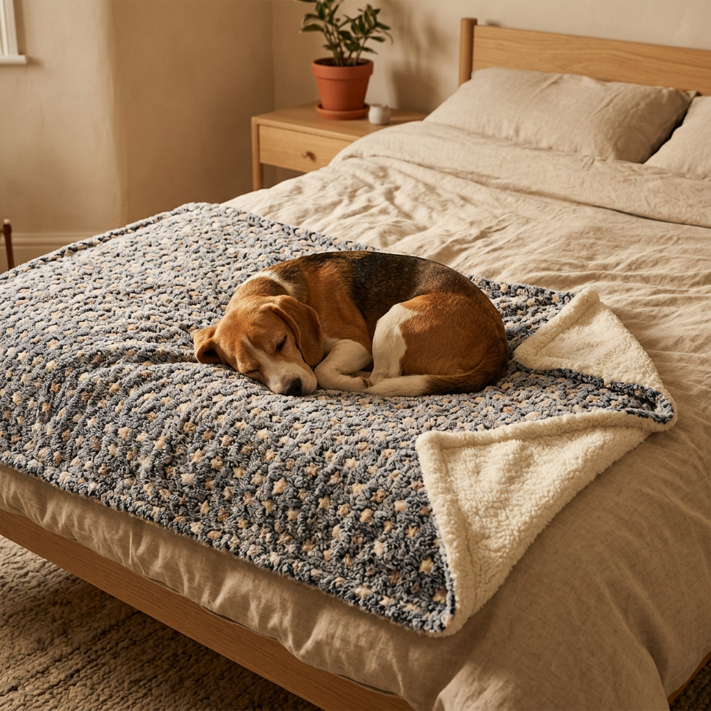 Plush Dog Blanket shown in a warm, cosy home setting