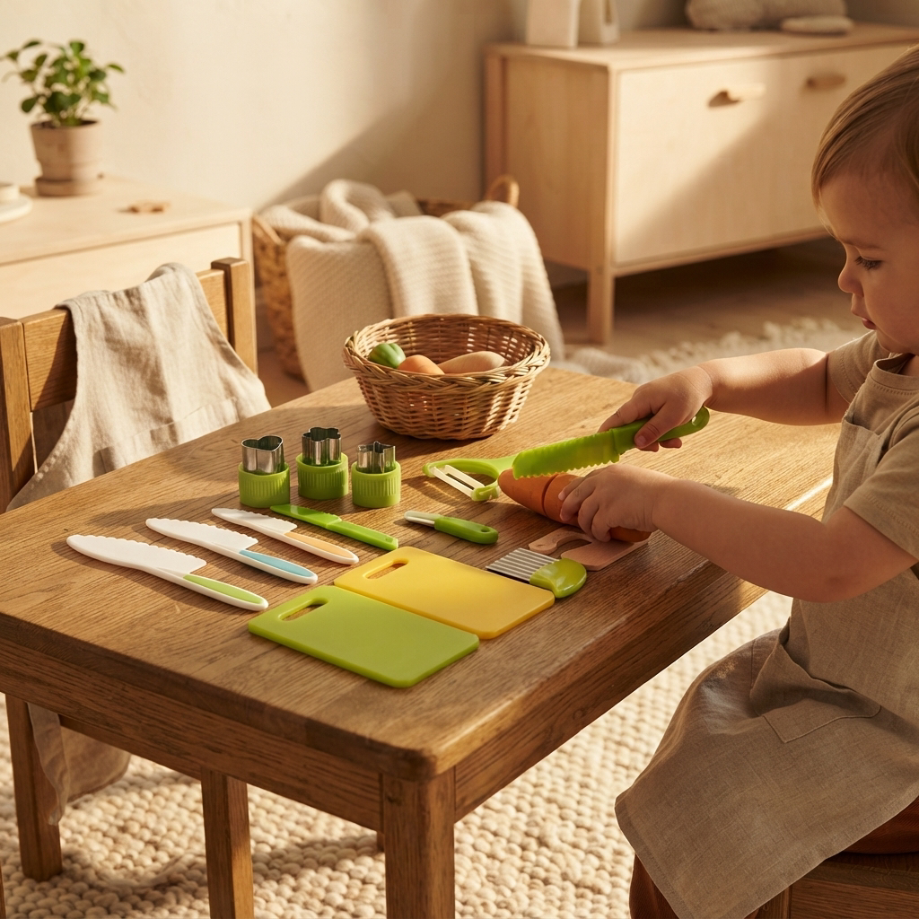Play Kitchen Set shown in a warm, cosy home setting