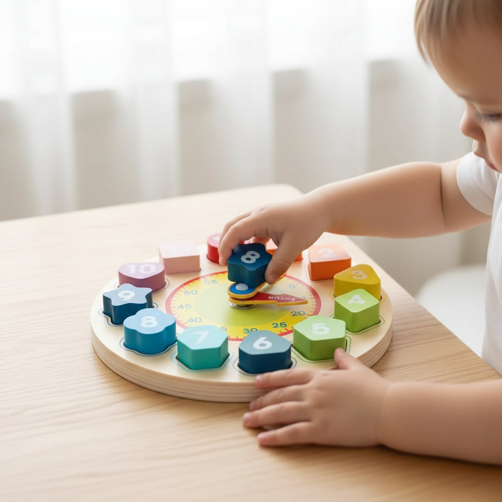 Osterly Wooden Learning Clock – Colorful Toddler Time Toy