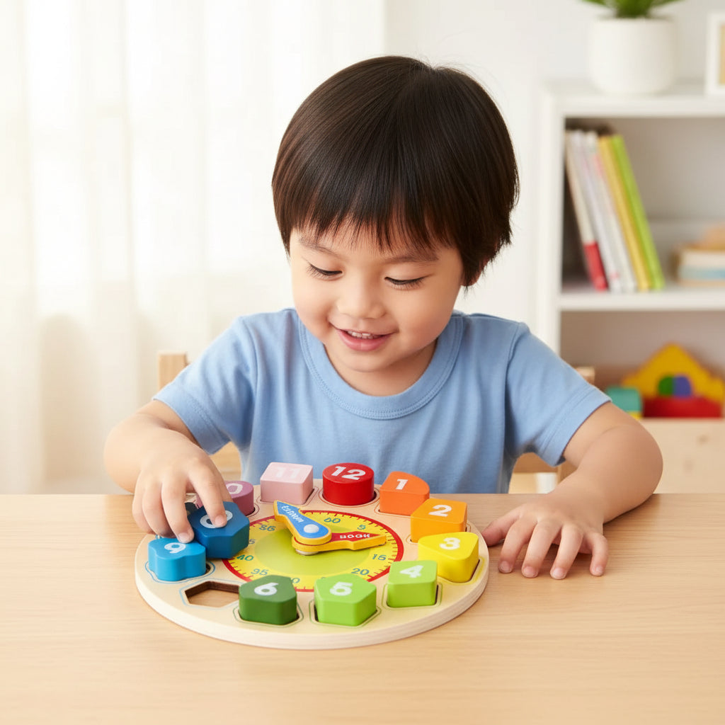 Osterly Wooden Learning Clock – Colorful Toddler Time Toy