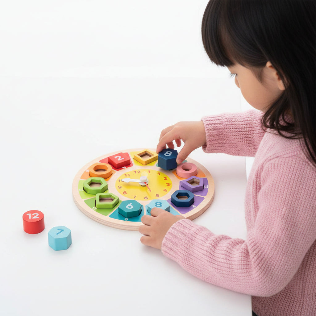 Osterly Wooden Learning Clock – Colorful Toddler Time Toy