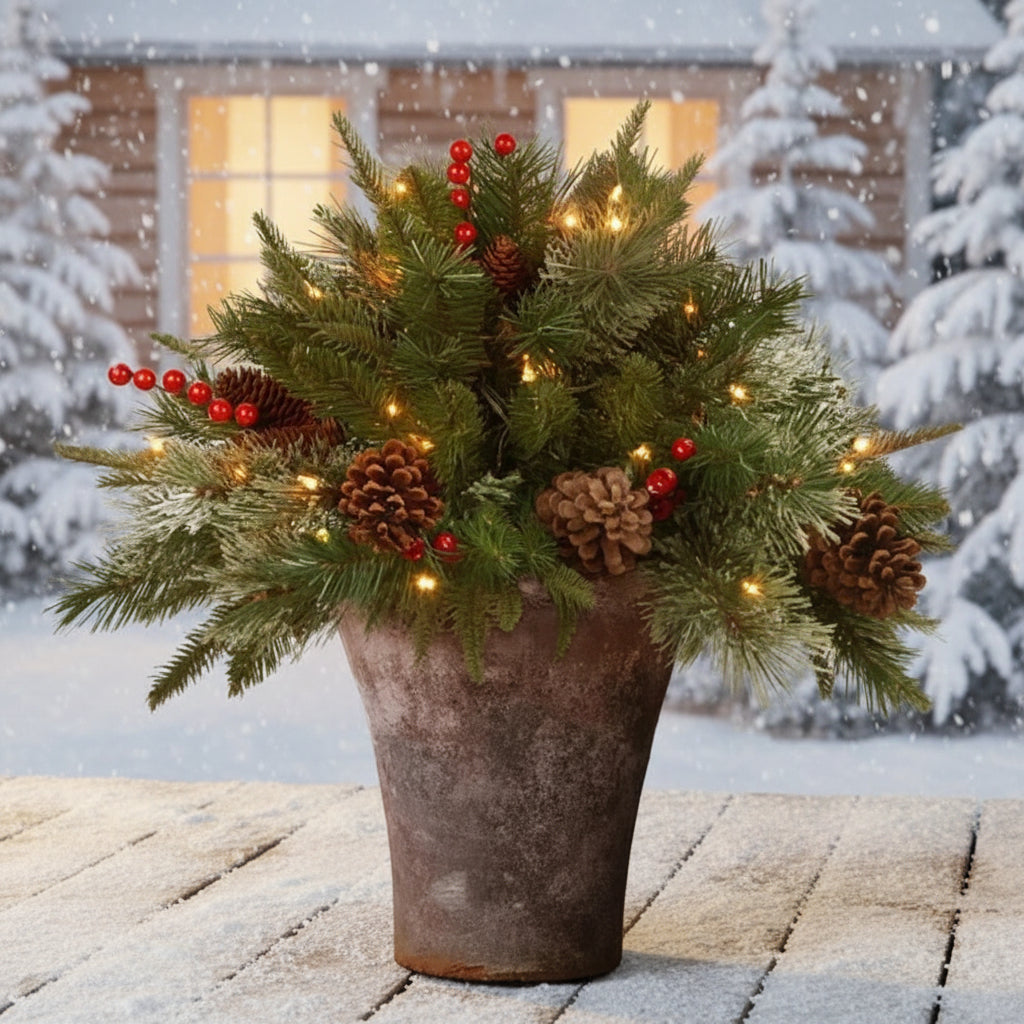 Osterly LED Urn Filler – Festive Evergreen Holiday Decor