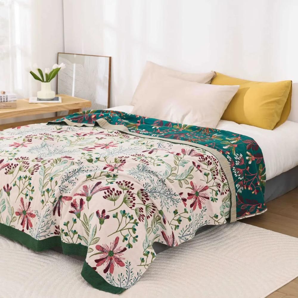 Osterly Floral Cotton Throw – Fluffy Decorative Sofa Blanket