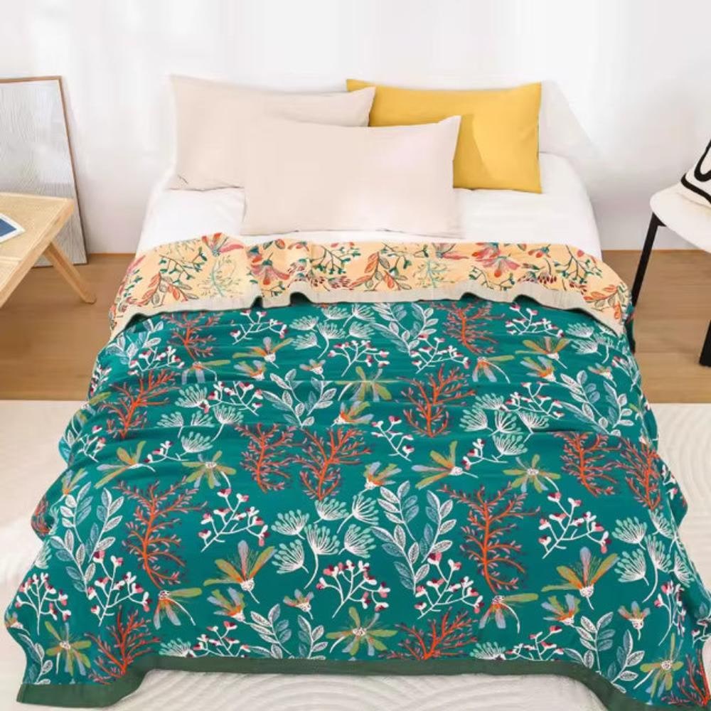 Osterly Floral Cotton Throw – Fluffy Decorative Sofa Blanket