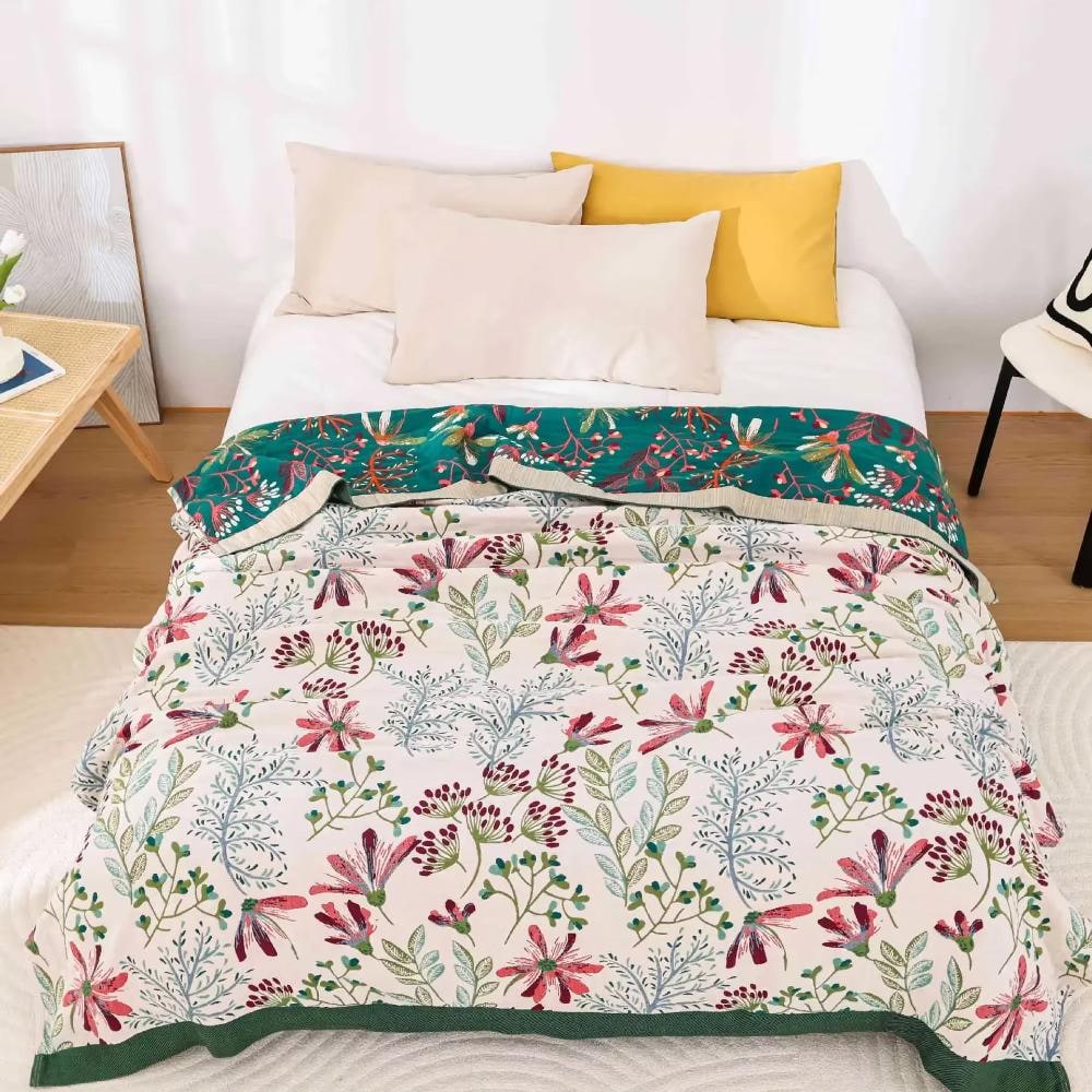 Osterly Floral Cotton Throw – Fluffy Decorative Sofa Blanket