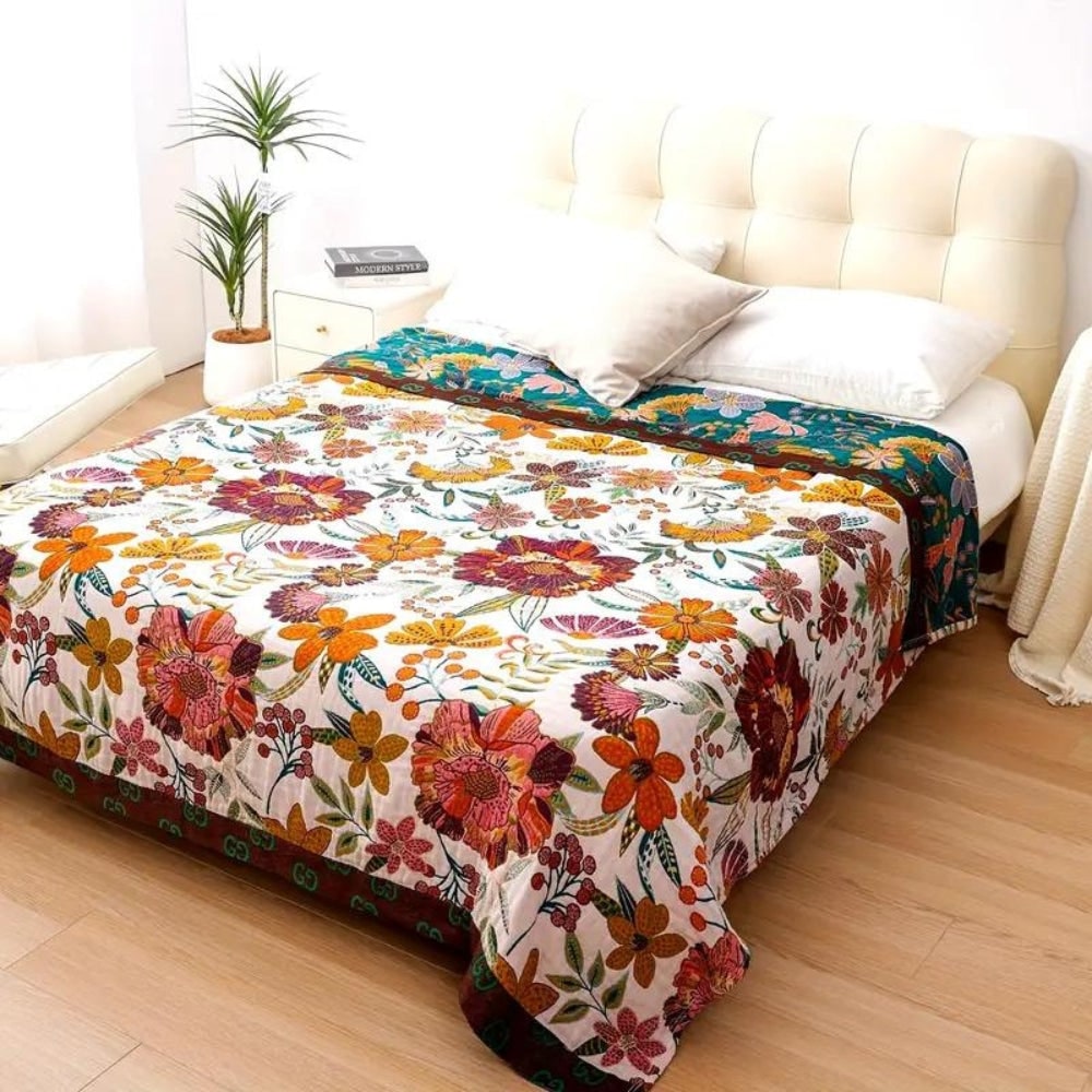 Osterly Reversible Cotton Throw – Floral Two-Sided Blanket