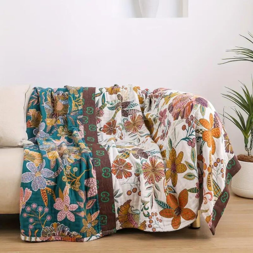 Osterly Reversible Cotton Throw – Floral Two-Sided Blanket