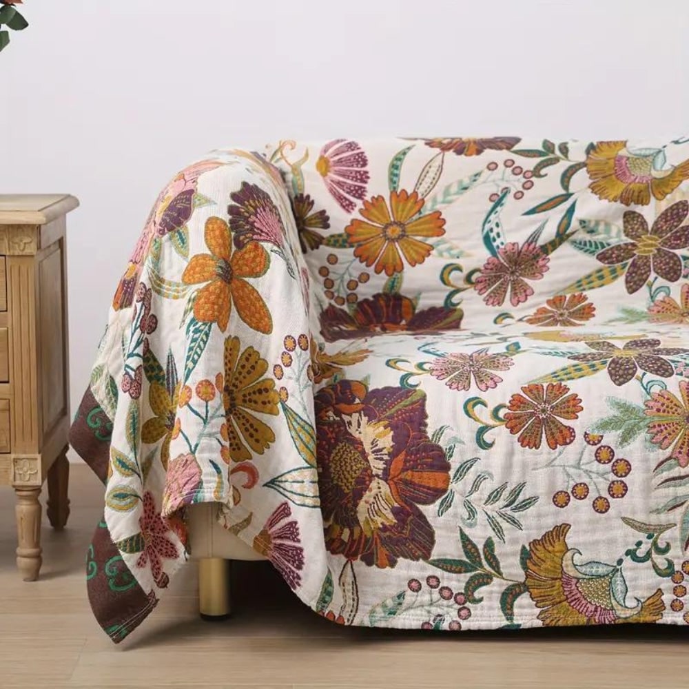 Osterly Reversible Cotton Throw – Floral Two-Sided Blanket