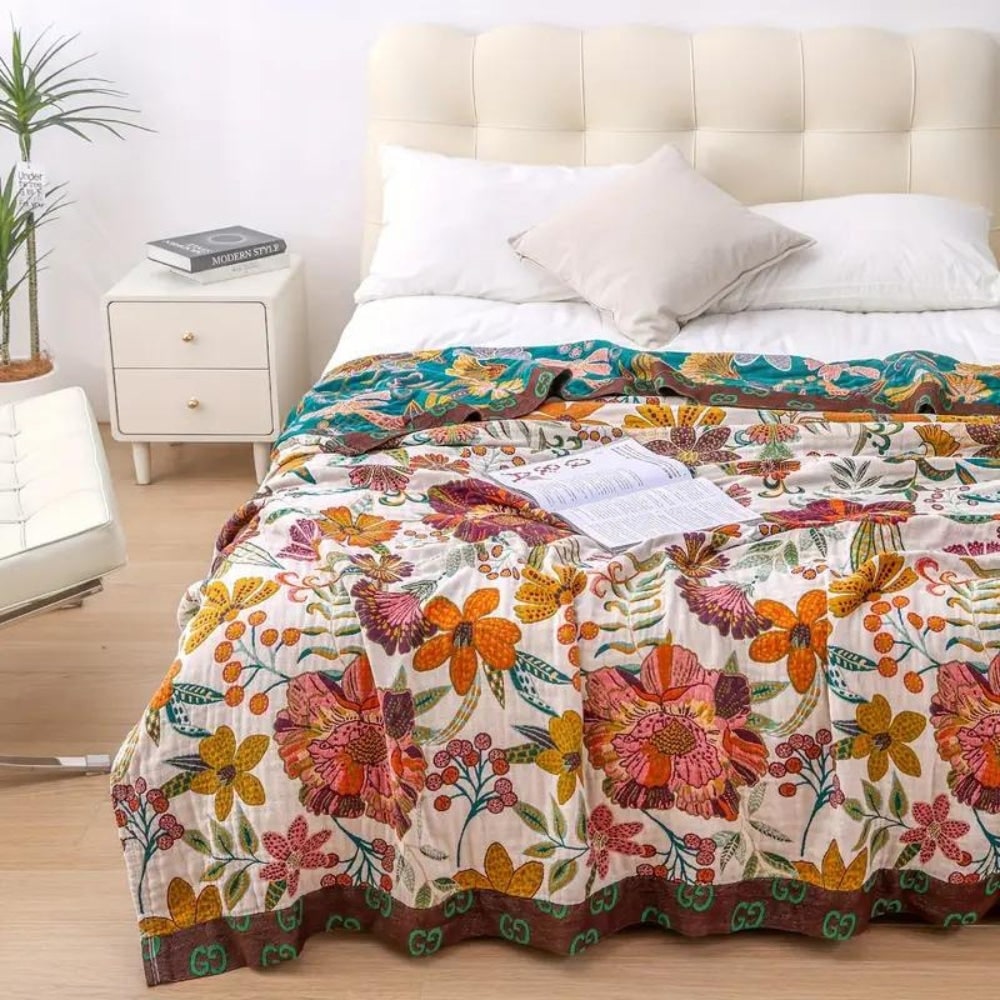 Osterly Reversible Cotton Throw – Floral Two-Sided Blanket