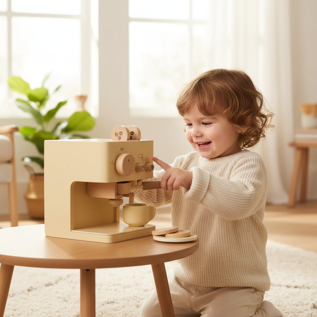 Osterly Wooden Coffee Machine Toy – Pretend Play Kitchen Set