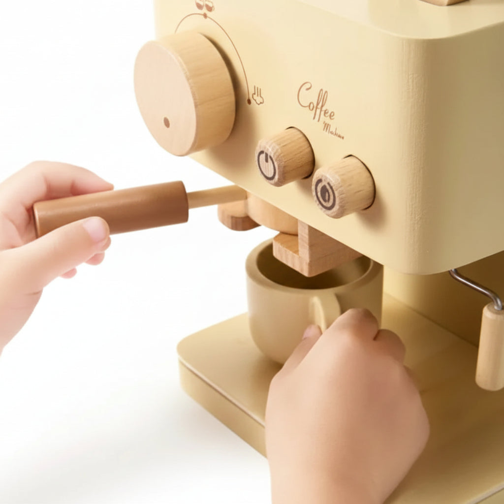 Osterly Wooden Coffee Machine Toy – Pretend Play Kitchen Set