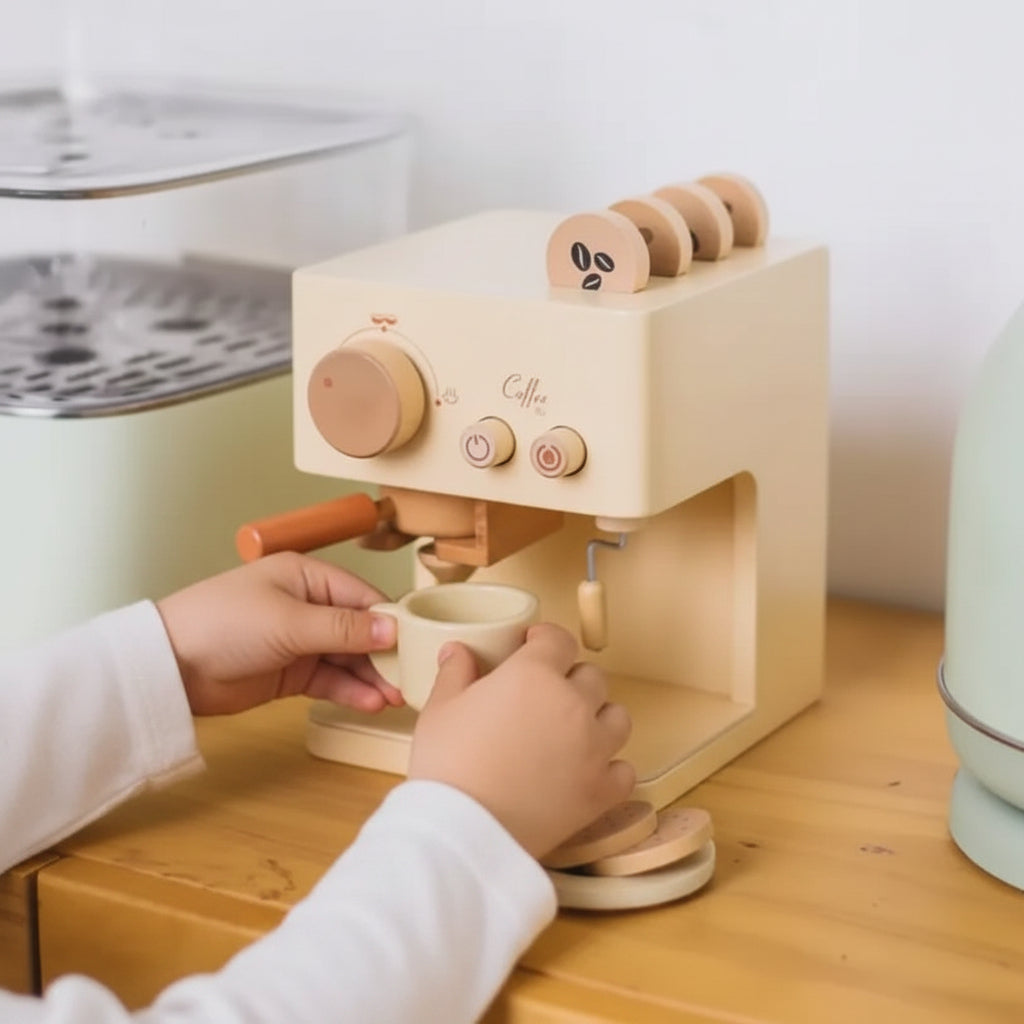 Osterly Wooden Coffee Machine Toy – Pretend Play Kitchen Set